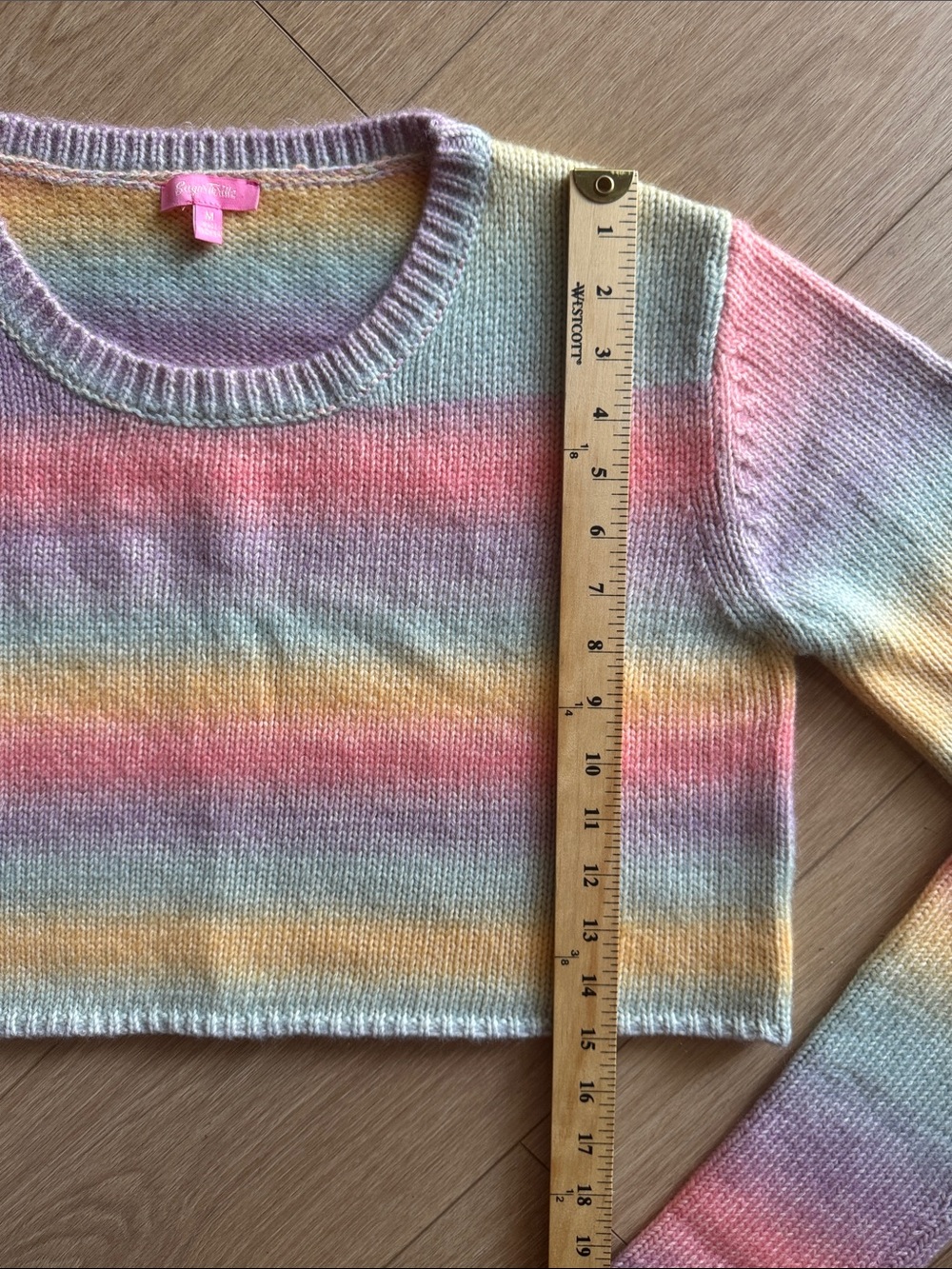 Dolls Kill Sugar Thrillz Rainbow Sadie Hawkins Striped Sweater Size M - Picture 9 of 11